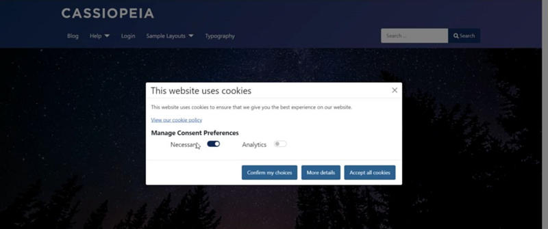cookie menedzer zgody Joomla 4.2