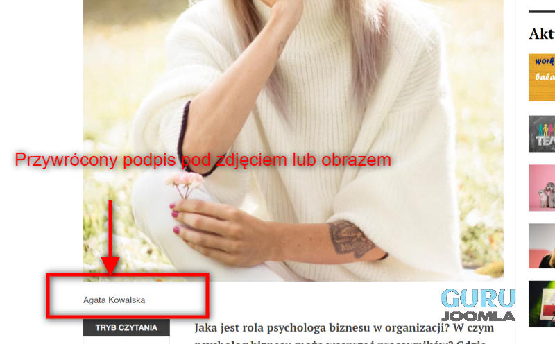 przywrocony podpis zdjecia Joomla 4 na stronie joomlaguru pomoc joomla