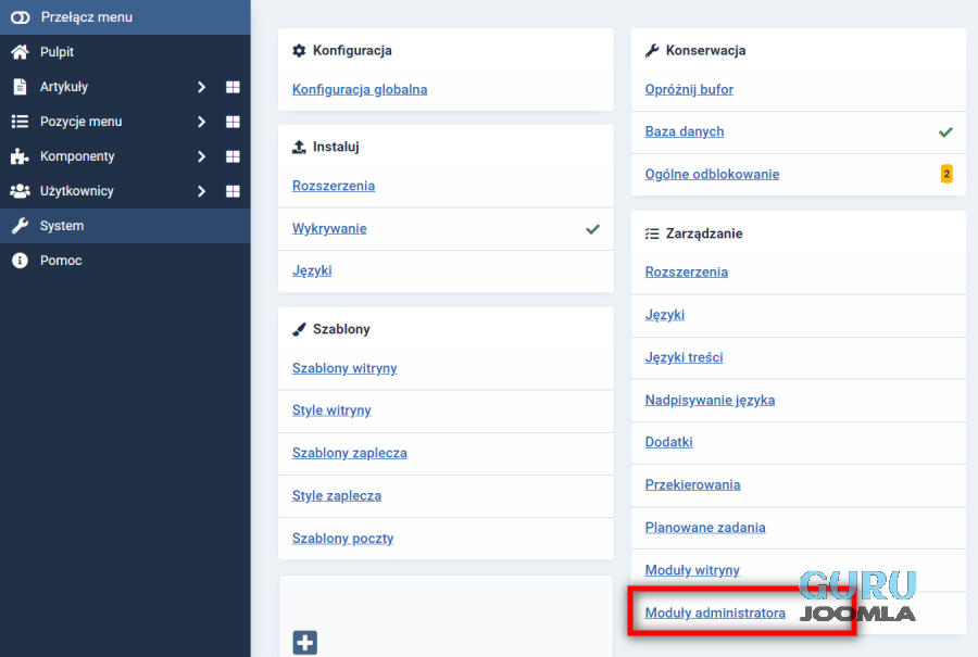 joomla 4 zmiana struktury menu na joomla 3 krok 2 pomoc joomla