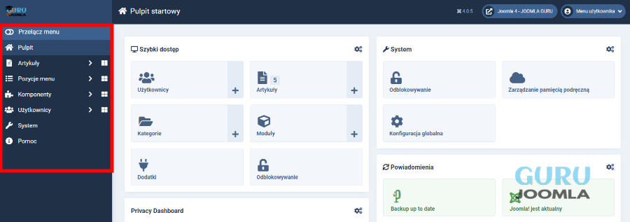 menu boczne joomla4 joomlaguru pl