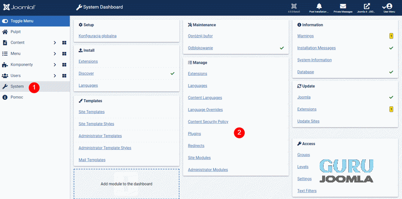 joomla 4 dostępność cyfrowa menu 