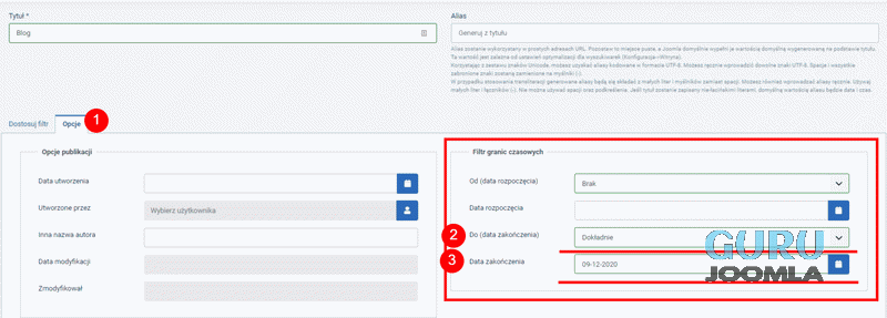 joomla4 inteligetne wyszukiwanie filtrowanie filtr daty 1