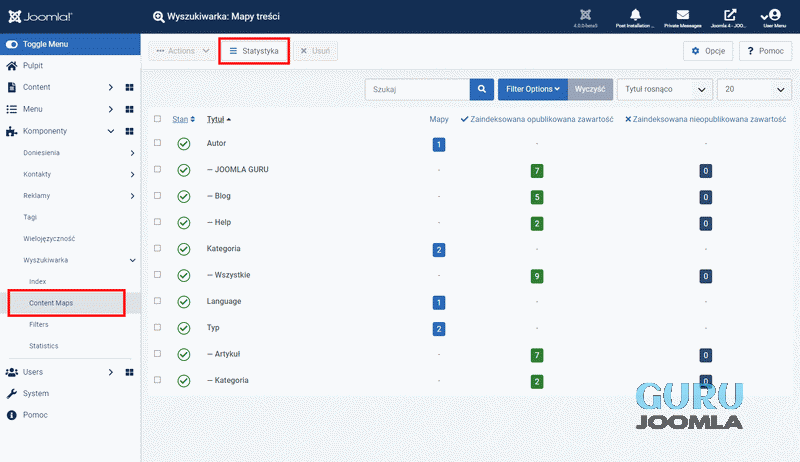 joomla4 inteligetne wyszukiwanie mapy tresci