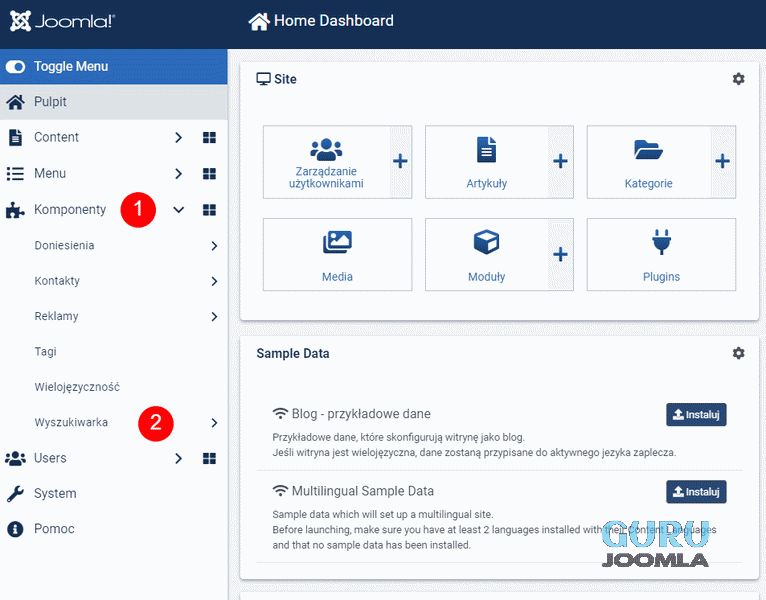 joomla4 inteligetne wyszukiwanie menu