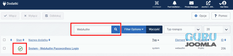 web authentication joomla 4 dodatki 