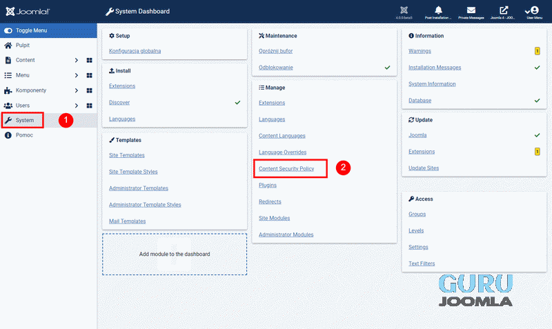 joomla 4 nagłówki http dodatki headers csp ustawienia 