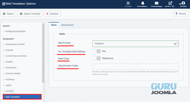 joomla 4 szablony opcje 