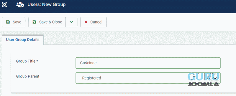 Joomla4 grupa gościnne 