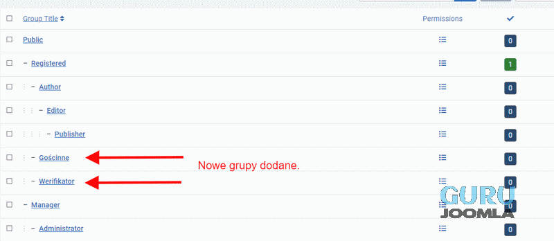 Joomla4 nowe grupy 