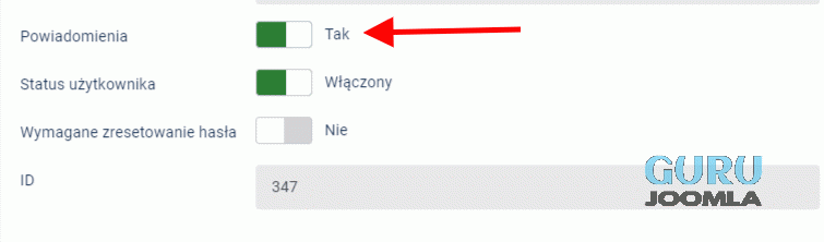 Joomla4 nowy user powiadomieni