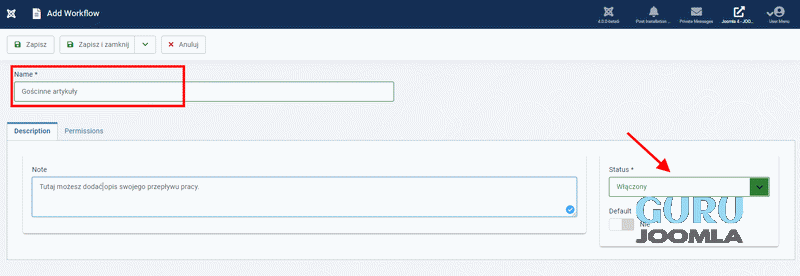Joomla4 workflow gościnne artykuły
