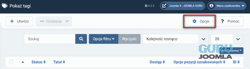 joomla 4 menu tagi opcje joomlaguru pl