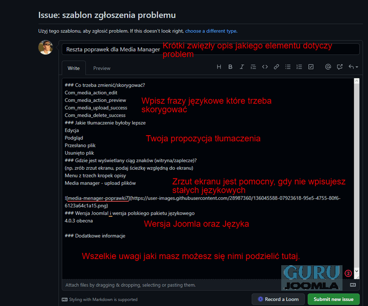 poprawki tłumaczenia github J4 - zgłoszenie