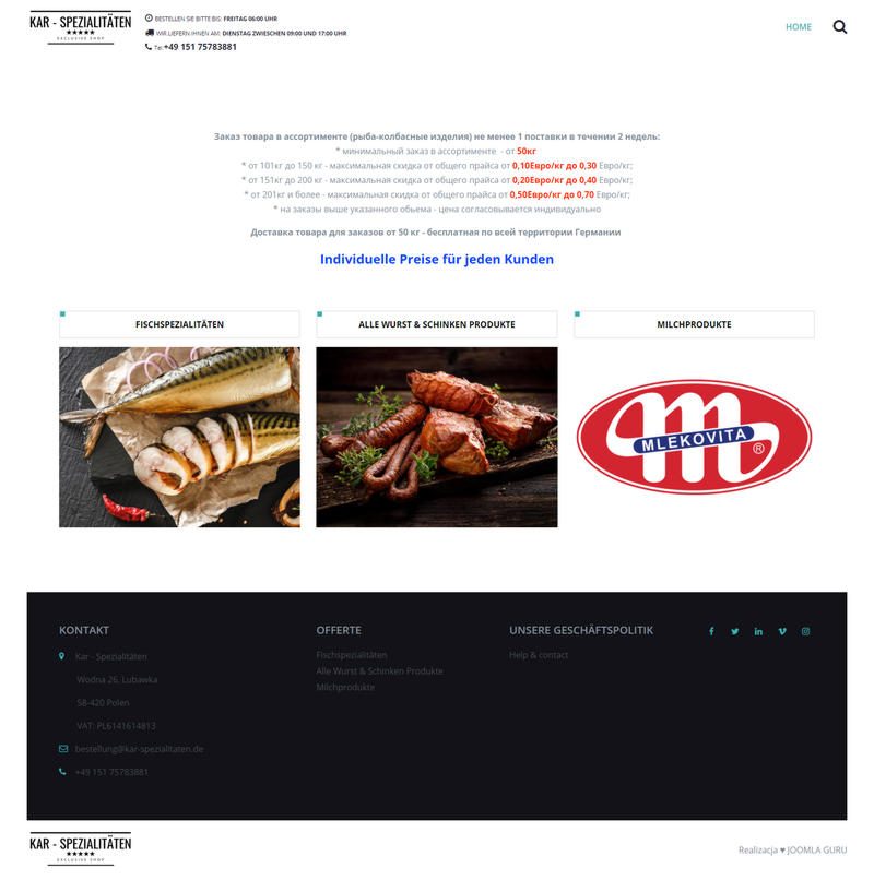 kar-spezialitaten.de - wykonanie strony 
