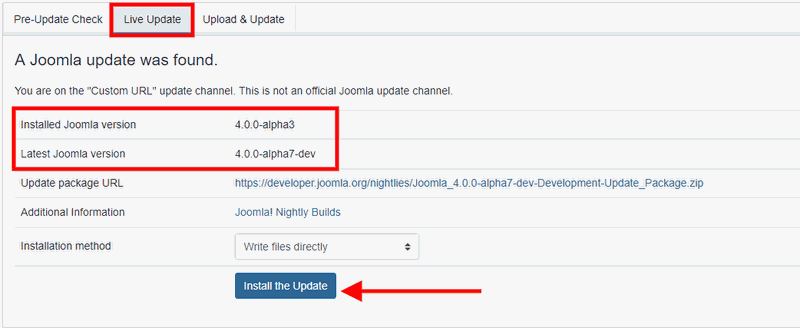 joomla4alfa update