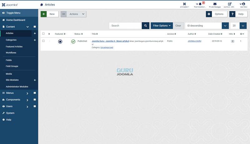 joomla 4 widok artykulow