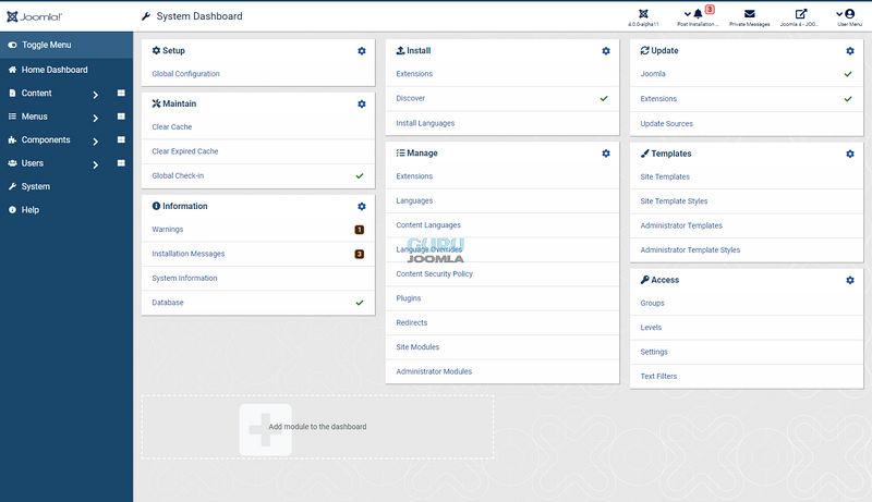 joomla 4 widok ustawienia systemowe