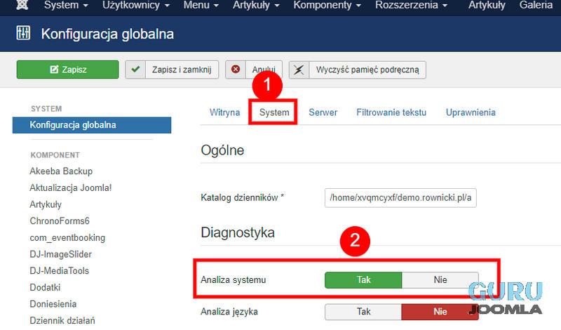 analiza systemu konfiguracja globalna