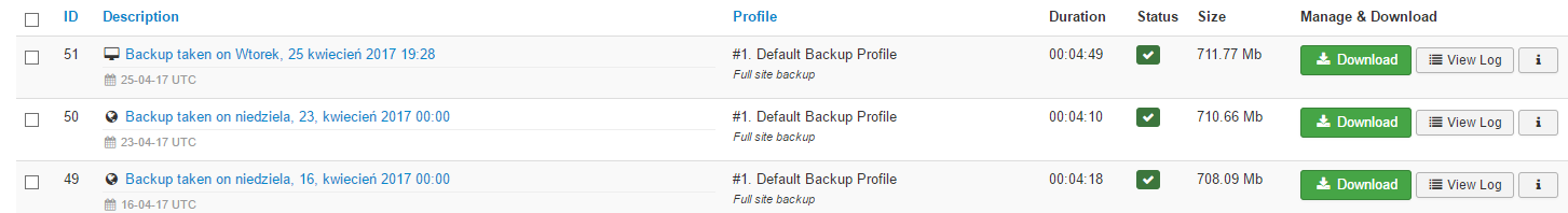 AkeebaBackupManageBackups