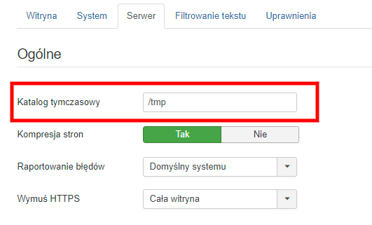 tmp globalna konfiguracja poprawna ścieżka dla folderu