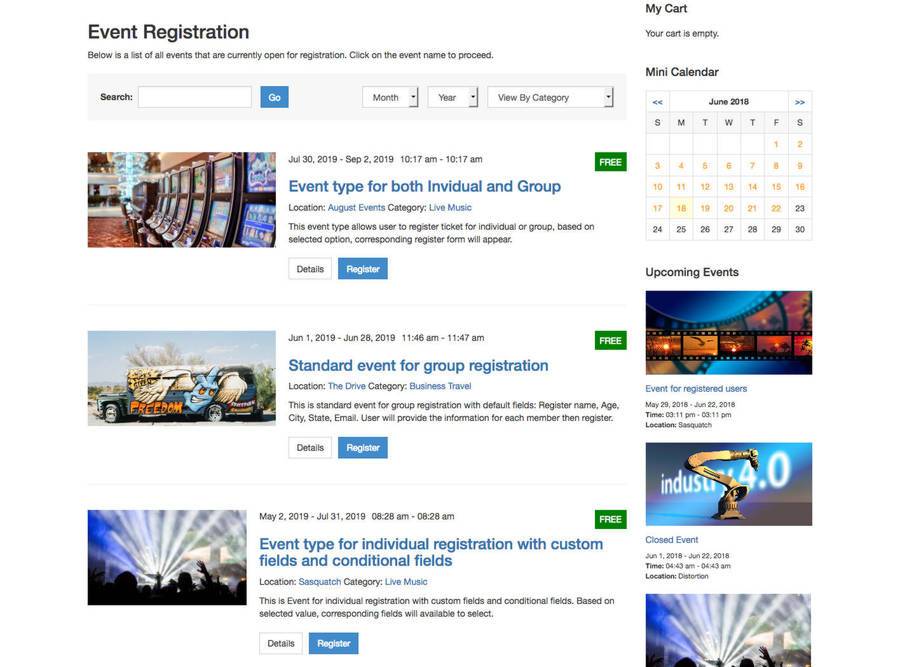 event list page