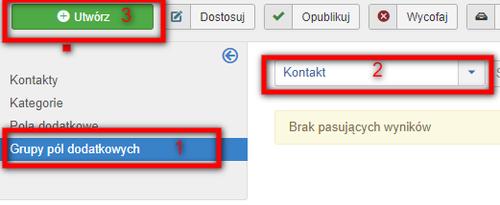 kontakt tworzenie grupy