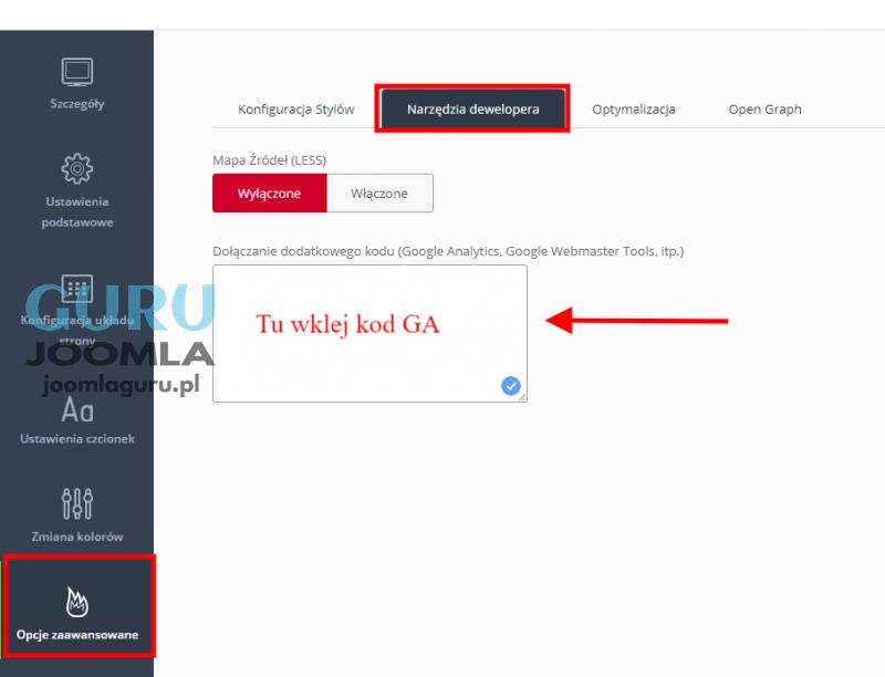 joomla monster ef4 dodawanie kodu google analitycs