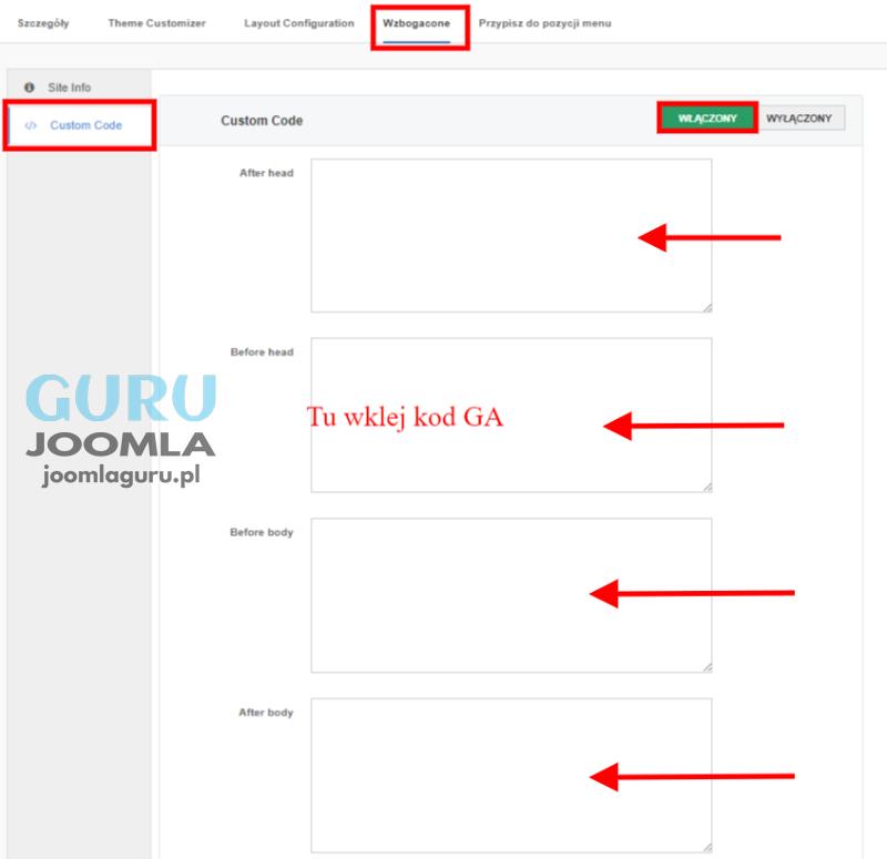 joomlart nofremawork Ja simpli dodanie kodu google analitycs