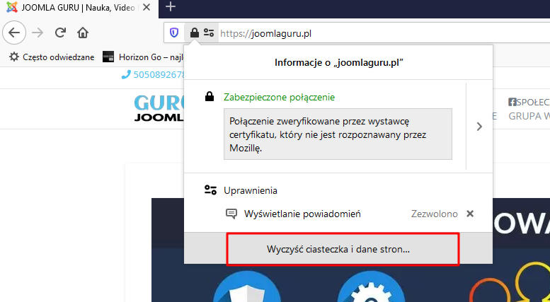 czyszczenie cookie firefox
