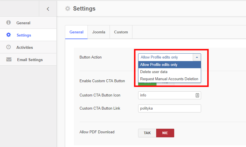 ja gdpr setting