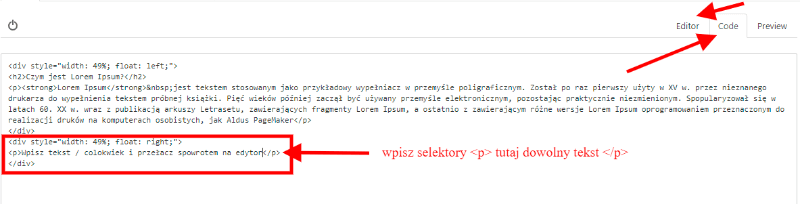 umieszczanie p przelaczanie na kod