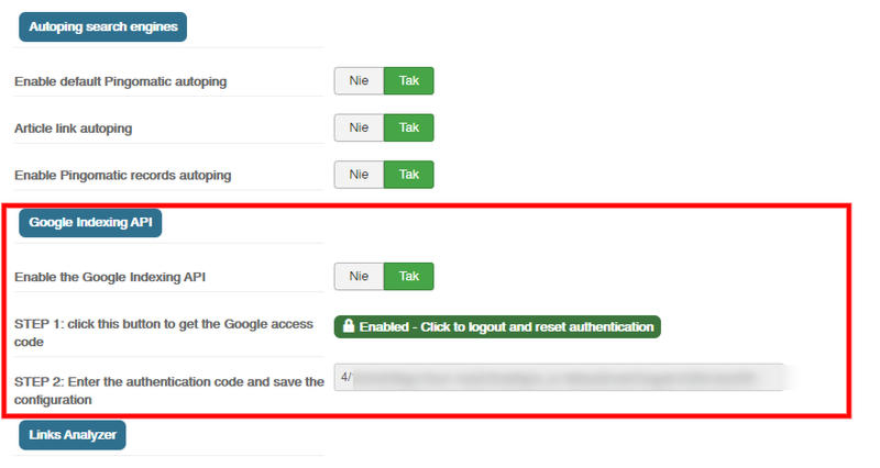 jsitemap pro google indexing api joomla