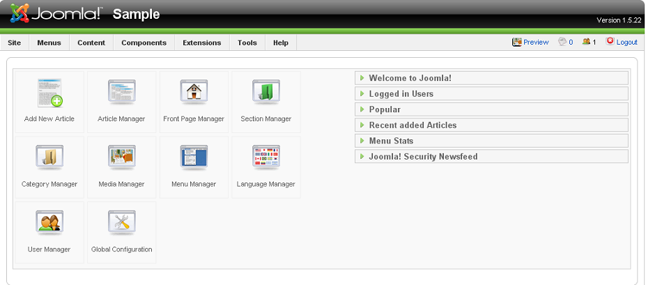 Panel Administracyjny Joomla 1.5
