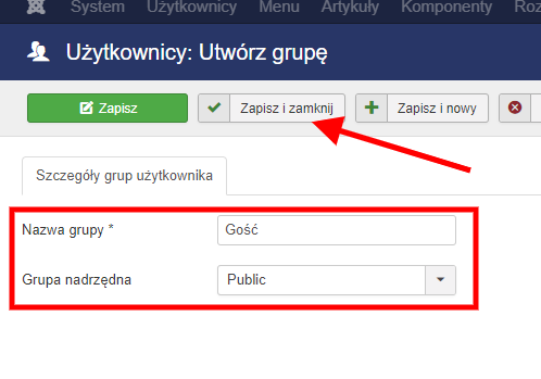 ukrywanie nowa grupa utworzenie