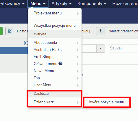 nowe menu dziennikarz nowa pozycja