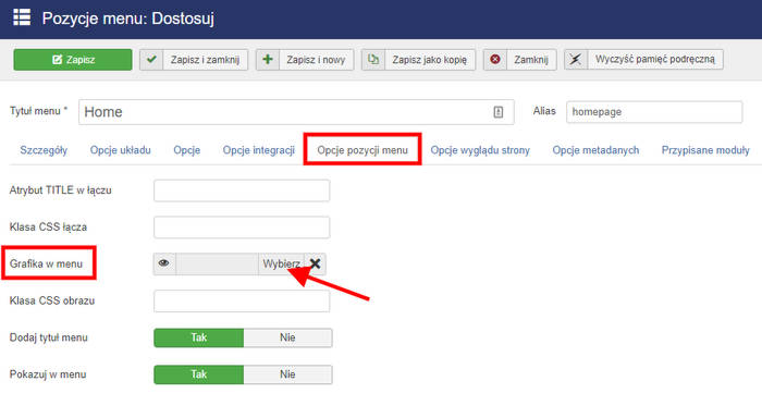 joomla obrazek w menu