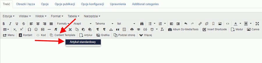 content templater wybor szablonu