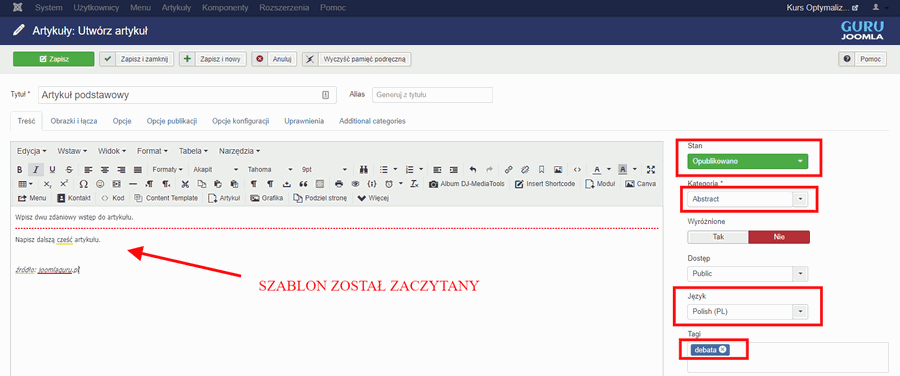 content templater zaczytanie szablonu