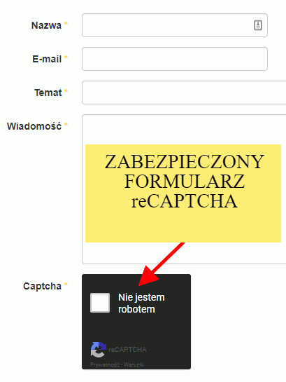 recaptcha FORMULARZ JOOMLA