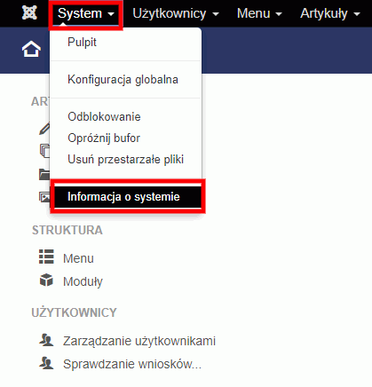 informacja o systemie joomla3