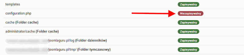 joomla niezapisywalny