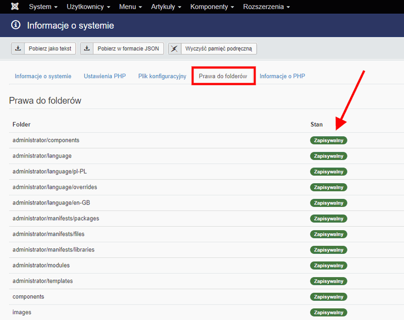 joomla zapisywalny