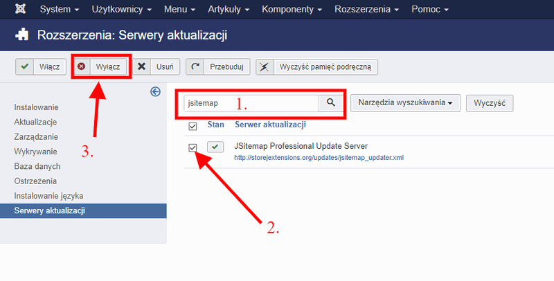 serwery aktualizacji wylaczanie