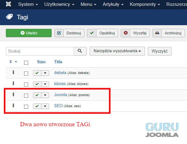 tworzenie tagu joomla seo