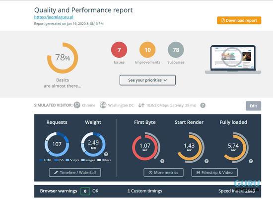 www.dareboost.com Mierzenie szybkości ładowania strony Joomla