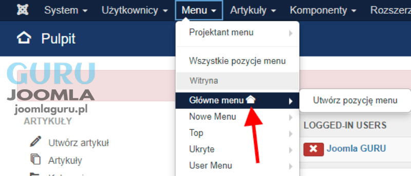 Joomla menu głowne