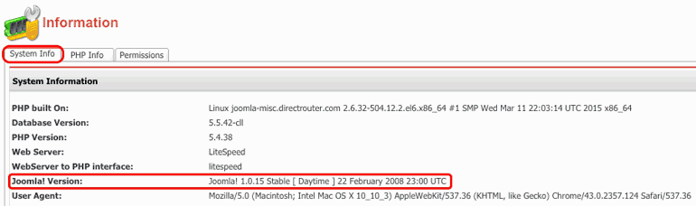Joomla Version 1.0.x en