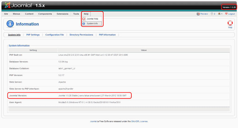 Joomla Version 1.5.x en