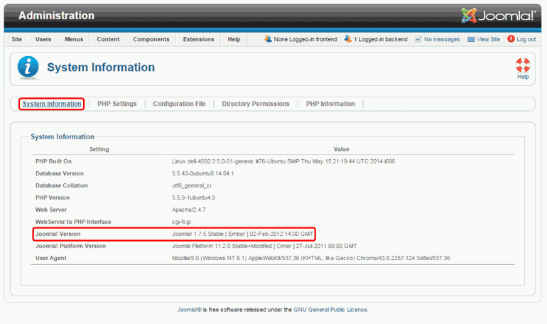 Joomla Version 1.7.x en