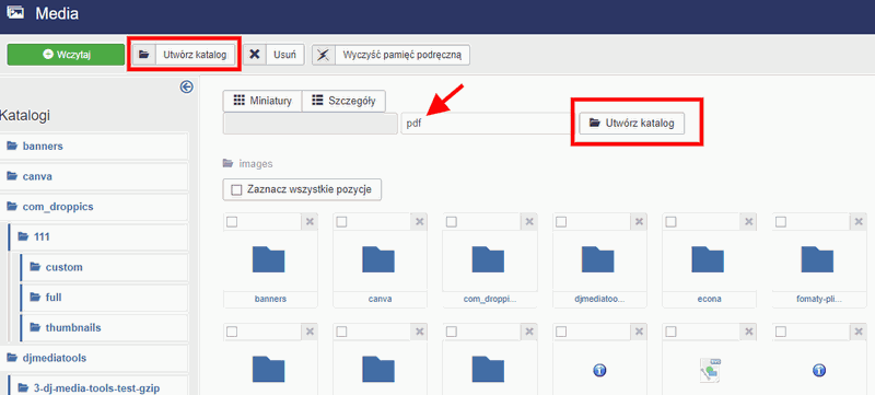 tworzenie katalogu na pliki pdf